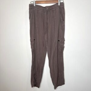 Becool Tencel Lounge Pants Womens Large Elastic Waist Drawstring Pockets Tapered